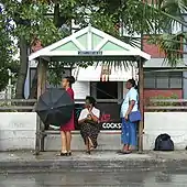 Parada de ônibus simples, em Barbados.