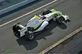 Rubens Barrichello no teste do Brawn BGP 001 em Barcelona.