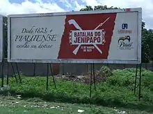 Outdoor do governo do Piauí, comemorativo aos 191 anos do conflito, na margem da rodovia BR-343.