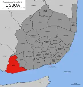 Localização no município de Lisboa