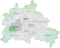 The location of Charlottenburg-Wilmersdorf in Berlin.