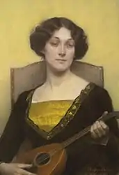 Emilie Flöge playing the mandolin