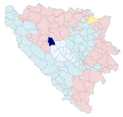 Localização de Jajce na Bósnia e Herzegovina