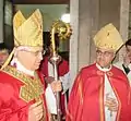 Dom Maurício com dom Bashar Warda durante a vigilia de Pentecostes na catedral de Lodi, 14 de maio 2016.