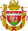 um comble em um chefe—Gules, um barco or, velas postas arminho, em um mar na base vert, um chefe também arminho carregado com um comble gules carregado com três abelhas or—Nantes, Loire-Atlantique, França