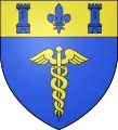 Brasão da comuna francesa de Saint-Pantaléon, mostrando um caduceu.