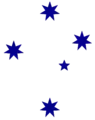 Cruzeiro do sul com estrelas de sete pontas, semelhante a da bandeira australiana