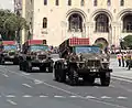 Lançador de foguetes BM-21 das tropas de mísseis e artilharia do Exército Armênio , durante um desfile militar, Praça da República, Yerevan