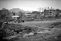 A cidade de Bodø, dois anos depois de ser atacada pela Luftwaffe.