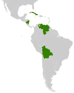 Localização da Aliança Bolivariana para os Povos da Nossa América