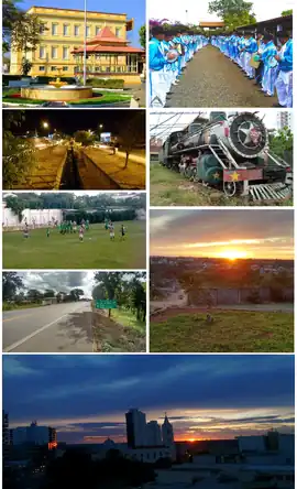 De cima para baixo da esquerda para a direita: Sede do 7º Batalhão de Polícia Militar, na Vila Militar; Corte de Reinado, da tradicional Festa do Reinado (Congado) na cidade; Avenida Doutor Roberto de Melo Queiroz, na divisa dos Bairros Novo São José (esquerda) e Jardim dos Anjos (direita); Antiga Locomotiva da Estrada de Ferro Paracatu, localizada do Museu Ferroviário, na Praça da Estação; Vista do Estádio Municipal Chico Marques, durante o Grande Clássico entre Associação x Famorine, válido pelo Campeonato Regional de Futebol Amador do Alto São Francisco; Pôr do Sol visto do Bairro Vila Gontijo, na altura da Praça São Sebastião; Trecho da BR-262, próximo ao trevo de Bom Despacho; Visão Panorâmica do entardecer da Praça da Matriz, céu nublado, com destaque para a Igreja Matriz Nossa Senhora do Bom Despacho, Igreja Sede da Paróquia Nossa Senhora do Bom Despacho, no Centro.