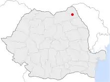 Localização de Botoșani na Romênia.