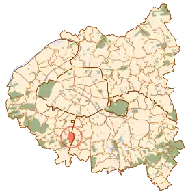 Localização de Bourg-la-Reine (em vermelho) no departamento de Hauts-de-Seine