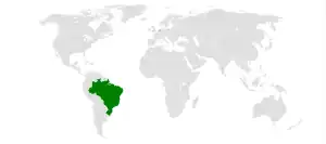 Mapa indicando localização do Brasil e dos Países Baixos.