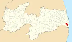 Localização de Alhandra na Paraíba