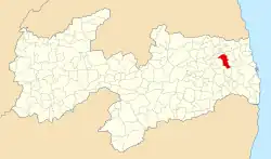 Localização de Araçagi na Paraíba