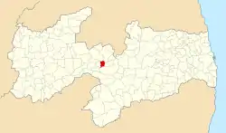 Localização de Areia de Baraúnas na Paraíba