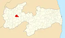 Localização de Cajazeirinhas na Paraíba