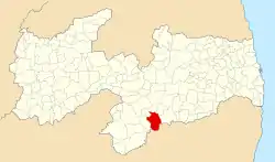 Localização de Caraúbas na Paraíba