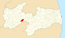 Localização de Mãe-d'Água na Paraíba