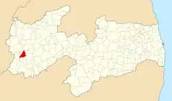 Localização de São José de Caiana na Paraíba