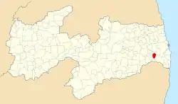 Localização de São Miguel de Taipu na Paraíba