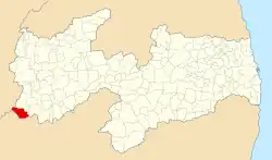 Localização de Santa Inês na Paraíba