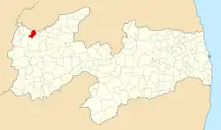 Localização de Vieirópolis na Paraíba