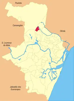 Localização do bairro Brejo da Guabiraba na cidade do Recife