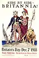 Britannia de braço dado com o Tio Sam: simboliza a Aliança Britânica-Americana da Primeira Guerra Mundial