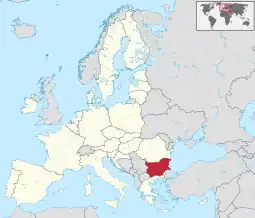Localização da Bulgária
