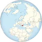 Map showing Bulgaria in an orthographic projection