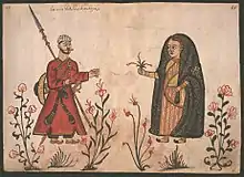 Casal Gujarati de um lascarin (soldado de infantaria) e sua esposa.