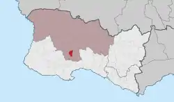 Localização na freguesia de Alcabideche e no concelho de Cascais.