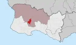 Localização na freguesia de Alcabideche e no concelho de Cascais.