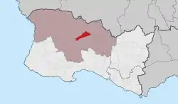 Localização na freguesia de Alcabideche e no concelho de Cascais.