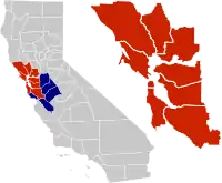 A baía de São Francisco dentro do Estado da Califórnia