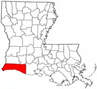 Localização da paróquia no Estado de Louisiana