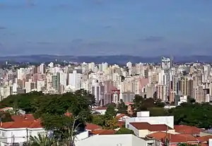 Vista da Região Central de Campinas e de sua grande densidade de edifícios.