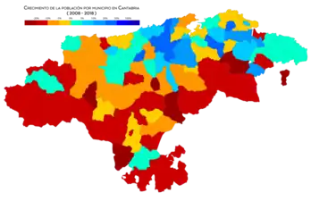 Crescimento populacional por município em 2018