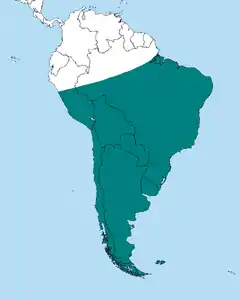 Área de ocorrência do carcará.