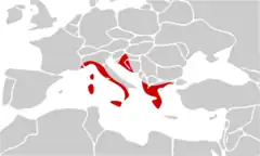 Distribuição do Potamon fluviatile