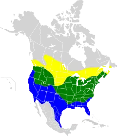 Azul: Inverno, verde: o ano todo, amarelo: Verão