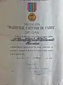 Diploma da Medalha Marechal Caetano de Faria em bronze, 7 de setembro de 1955, assinada pelo Ministro da Justiça Prado Kelly, na presidência de Café Filho