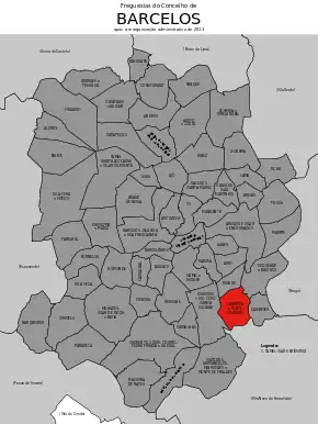 Localização no município de Barcelos