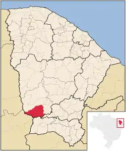 Localização de Aiuaba no Ceará