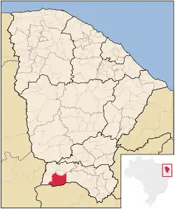 Localização de Araripe no Ceará