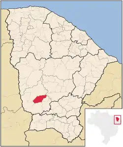 Localização de Arneiroz no Ceará
