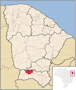 Localização de Assaré no Ceará
