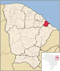Localização de Beberibe no Ceará